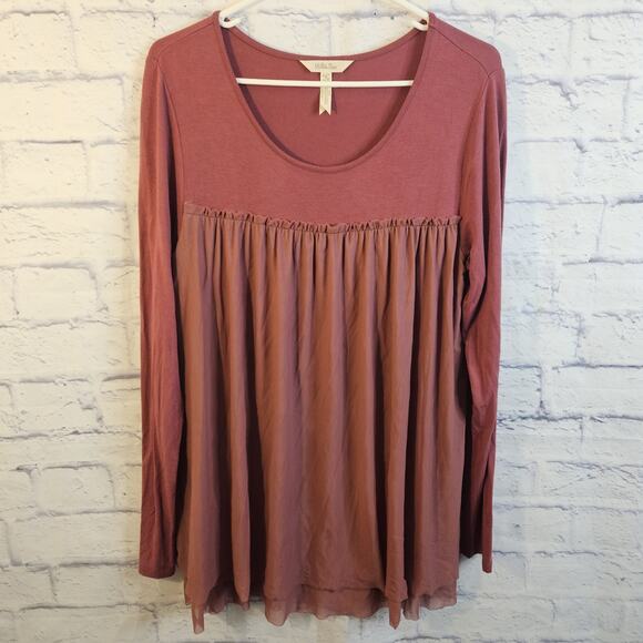 Matilda Jane Tops - Matilda Jane - Top Thermal Peplum Soft Shirt - Burgundy - Size Medium